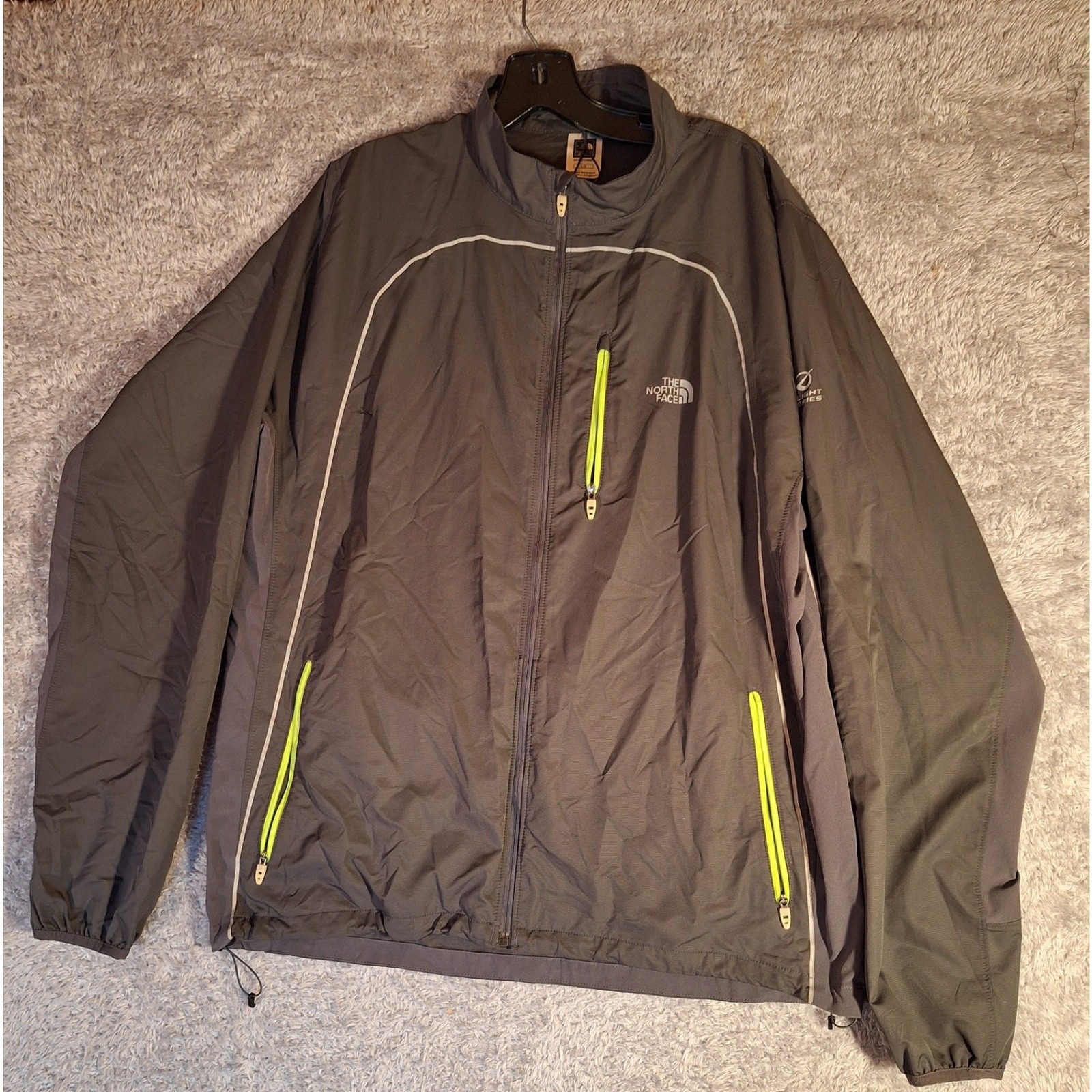 The North Face Flight Series Gray Neon Windbreaker Running Jacket Mens Large